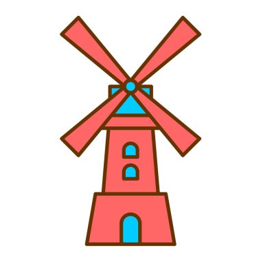 Yel değirmeni ikonu vektör illüstrasyonu