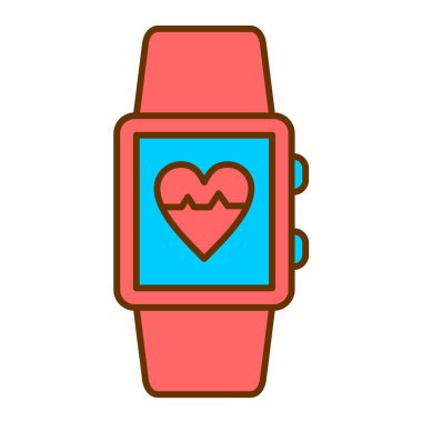 Kalp ve el saati vektör illüstrasyonlu akıllı twatch