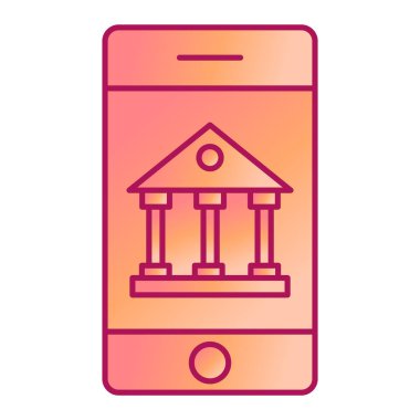 mobil bankacılık vektörü renk ince çizgi simgesi