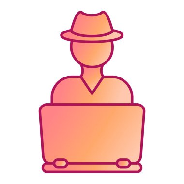 Şapkası ve dizüstü bilgisayarı olan bir bilgisayar korsanı.