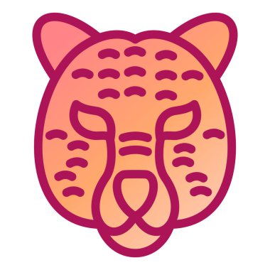 Kalp ikonu vektör çizimi olan sevimli kaplan yüzü