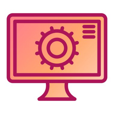 Ayarlar simgesi olan bilgisayar monitörü. vektör illüstrasyonu