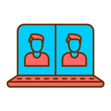 İnsanlı dizüstü bilgisayar ve bilgisayar vektör çizimi