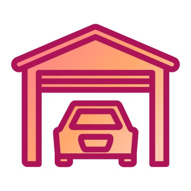 Araba garajı ikon vektörü. İnce çizgi işareti. izole edilmiş sınır sembolü çizimi