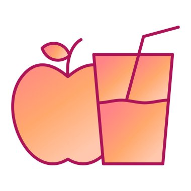 Elma suyu ikonu. Web tasarımı için meyve vektör simgelerinin düz çizimi