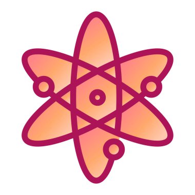 atom ikonu vektörü. İnce çizgi işareti. izole edilmiş sınır sembolü çizimi