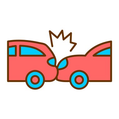 Araba kazası ikonu. Web için bozuk kamyon vektör simgelerinin özet çizimi