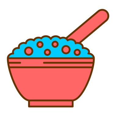 Bir kase çorba ve yemek çubuğu vektör çizimi.