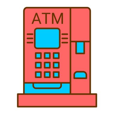 ATM 'de. Web simgesi vektör illüstrasyonu