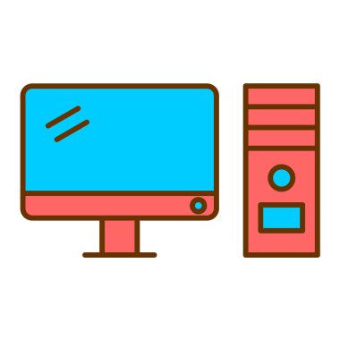 bilgisayar monitörü ikon vektör illüstrasyonu