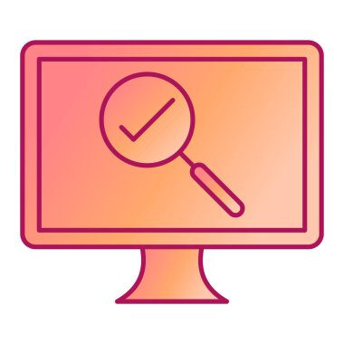 İşaretli bilgisayar monitörü ve büyütme cam vektör çizimi