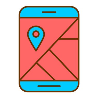 GPS navigasyon vektör çizimine sahip cep telefonu