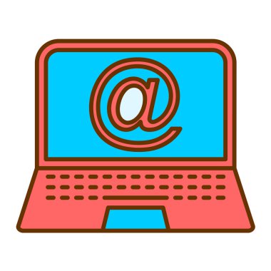 İleti vektör çizimine sahip dizüstü bilgisayar