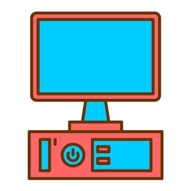 bilgisayar monitörü ikon vektör illüstrasyonu