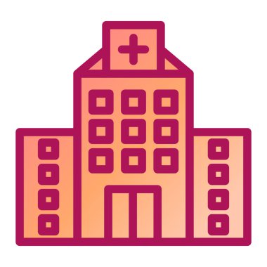 Hastane binası ikonu. Tıbbi klinik vektörünü özetle.