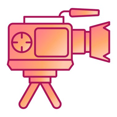 Video kamera simgesi. Web için film projektörü vektör simgelerinin özet çizimi