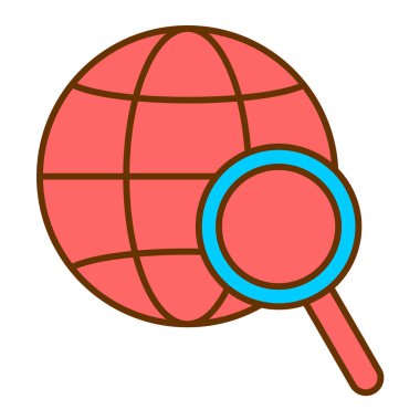 Küre simgesi vektör illüstrasyon tasarımlı büyüteç