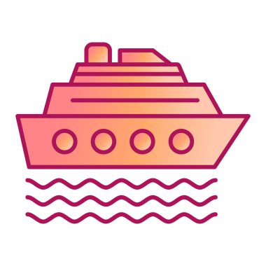 Yolcu gemisi simgesi. Beyaz arkaplanda izole edilmiş web tasarımı için tekne vektör simgelerinin basit çizimi