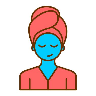 Havlu çizgisi tarzı ikon vektör çizimi tasarımı olan kadın