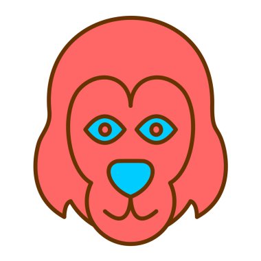 Goril yüzü düz vektör simgesi 