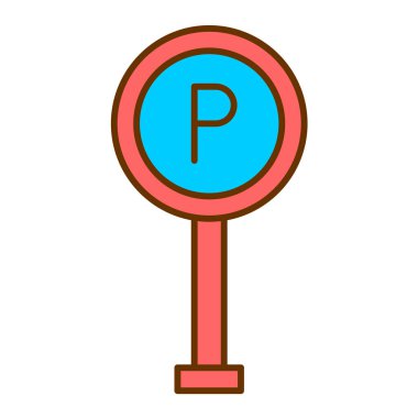 Park işareti ikon vektörü. İnce çizgi sembolü. izole edilmiş sınır çizimi