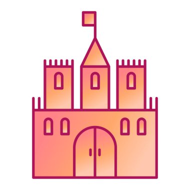 Şato kulesi ikonu. Web için ortaçağ eski kale vektör simgelerinin düz çizimi