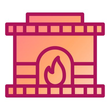 Şömine. Web simgesi basit illüstrasyon