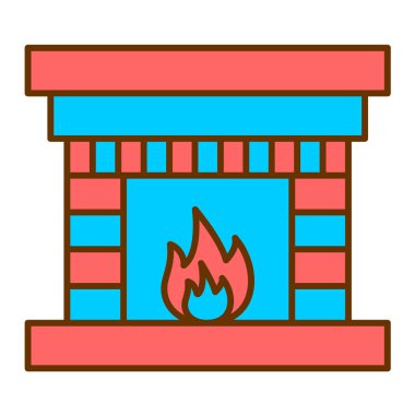 şömine modern simge vektör illüstrasyonu 