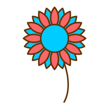 Beyaz arkaplan üzerinde yaprak simgesi olan çiçek, vektör illüstrasyonu