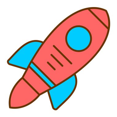 Roket ikonu. Düz dizayn. vektör illüstrasyonu.