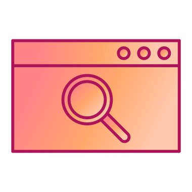 Tarayıcı arama simgesi vektörü. İnce çizgi işareti. İzole edilmiş kontür sembolü gösterimi