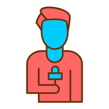 Sargı bezi taşıyıcısı olan bir adam. Doktor Avatar sembolü. izole edilmiş tabela çizimi