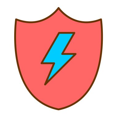 Beyaz arkaplanda yıldırım simgesi olan kalkan