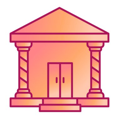 Banka binası ikonu. Web için adliye vektör simgelerinin özet çizimi