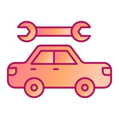 Araba servisi ikonu. Web için anahtar vektör simgelerinin özet çizimi