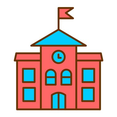 Bayrak vektör illüstrasyon tasarımlı okul binası