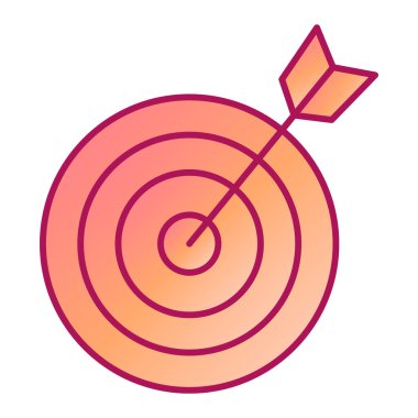 Beyaz arkaplan üzerinde ok simgesi olan hedef, satır biçimi, vektör illüstrasyonu