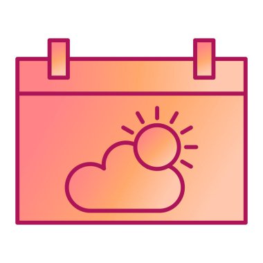 Bulut çizgisi simgesi olan güneş, vektör illüstrasyonu