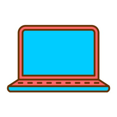 bilgisayar ve ekran vektör illüstrasyon tasarımlı dizüstü bilgisayar