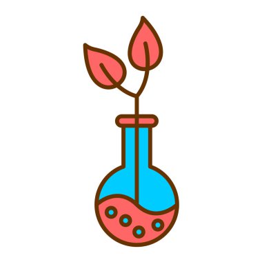 Bitki ve matara vektör illüstrasyon tasarımı ile bilimsel deney