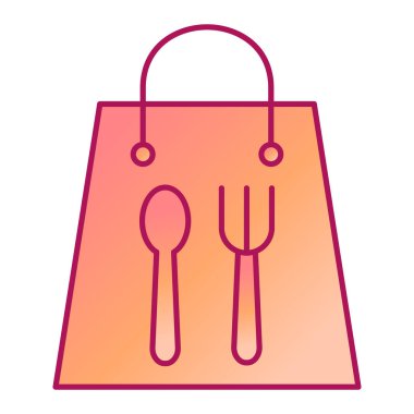 Gıda ve çatal-bıçak vektör çizim tasarımı içeren alışveriş sepeti