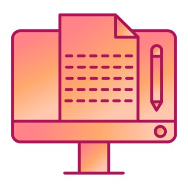 Belgeli dizüstü bilgisayar ve kalem vektör çizim tasarımı