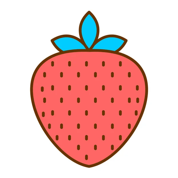 Erdbeerfrucht Ikone Karikatur Von Frischen Erdbeeren Vektor Illustration Für Web — Stockvektor