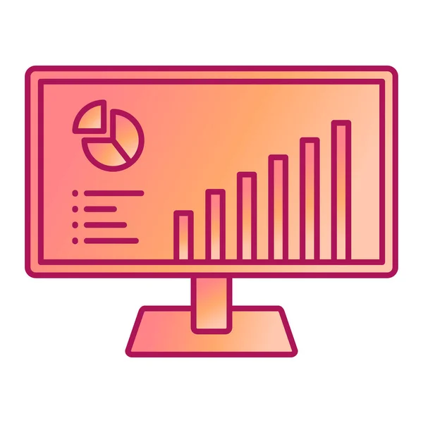Computer Monitor Met Grafiek Grafiek Vector Illustratie Ontwerp — Stockvector