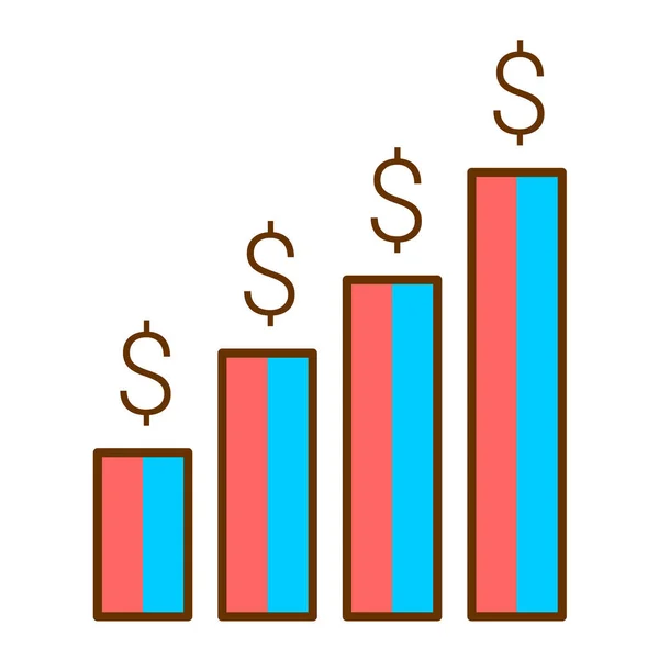 Gráfico Crecimiento Del Negocio Con Símbolo Dólar Vector Ilustración Diseño — Vector de stock