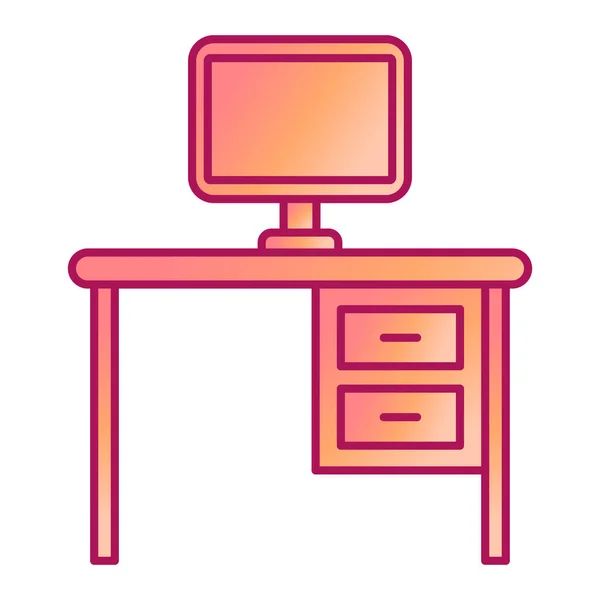 Computer Room Desk Table Vector Illustration Design — Image vectorielle