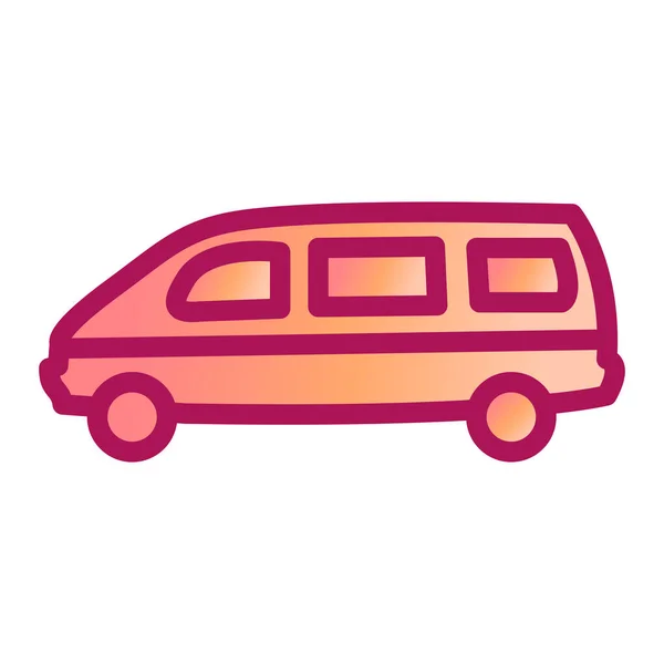 Значок Автомобіля Мультфільм Кемперського Автобуса Векторний Дизайн Ілюстрації Лінії Ізольовані — стоковий вектор
