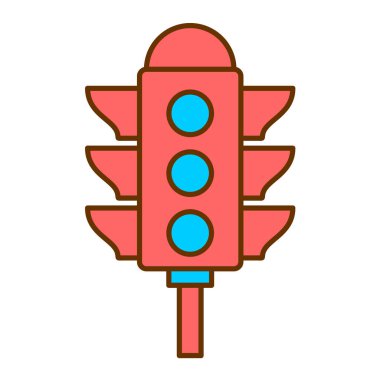 Trafik ışığı simgesi vektörü. İnce çizgi işareti. İzole edilmiş kontür sembolü gösterimi
