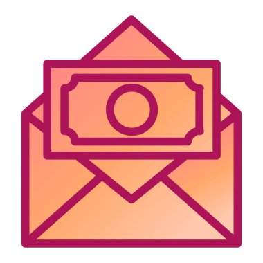 Dolar sembolü vektörlü zarf. Para transferi işareti. izole edilmiş sınır çizimi