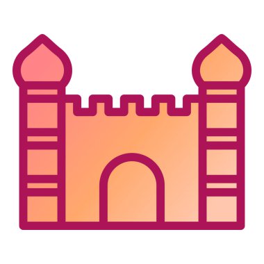 Şato kulesi ikonu. taslak düz vektör resimleme çizelgesi.